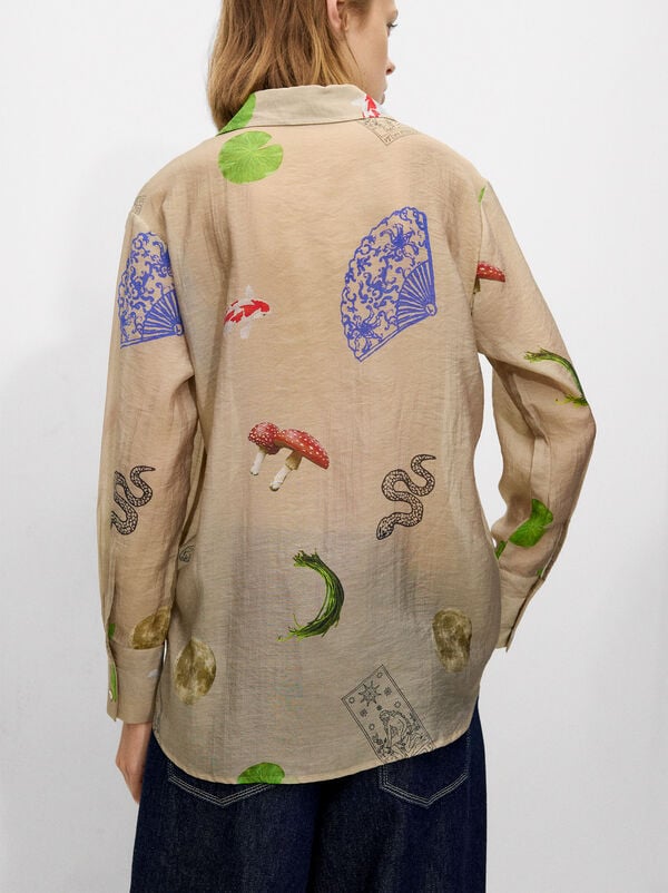 Printed shirt with long sleeves