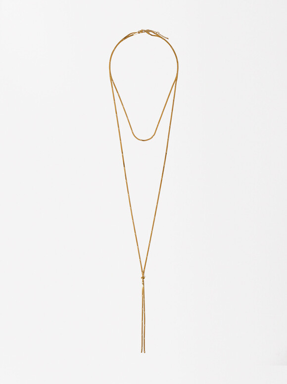 Stainless Steel Golden Necklace, , hi-res