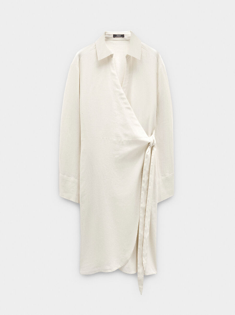 Wrap dress with linen