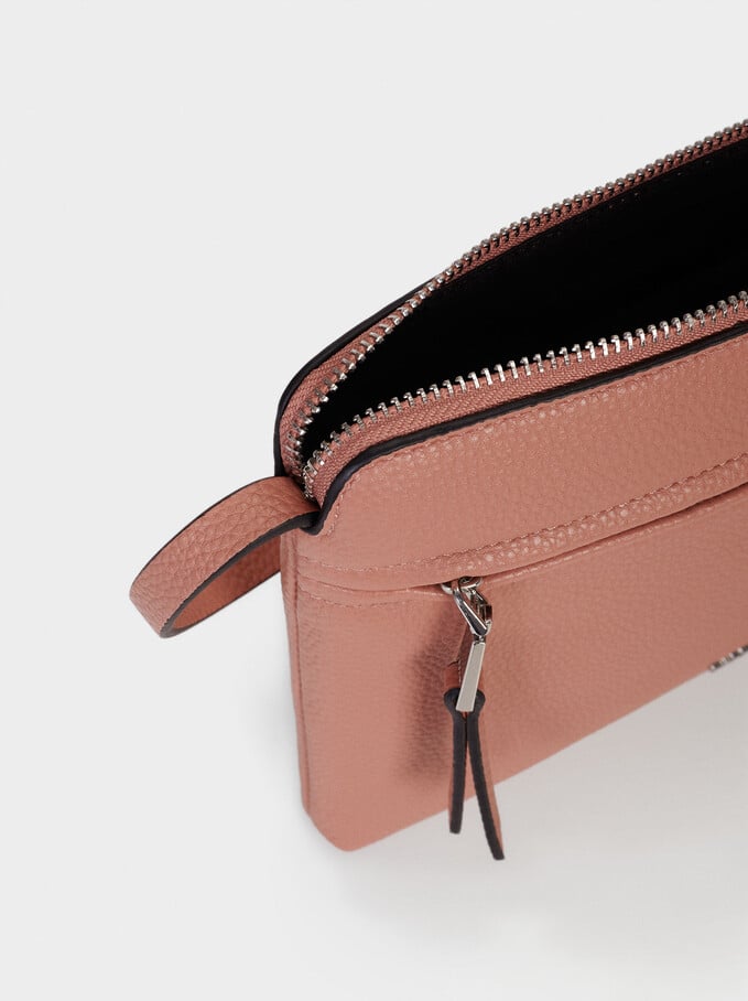 Shoulder Bag With Outer Pocket, Pink, hi-res