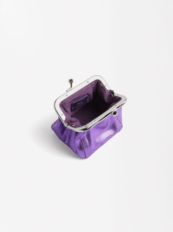 Metallic leather coin purse
