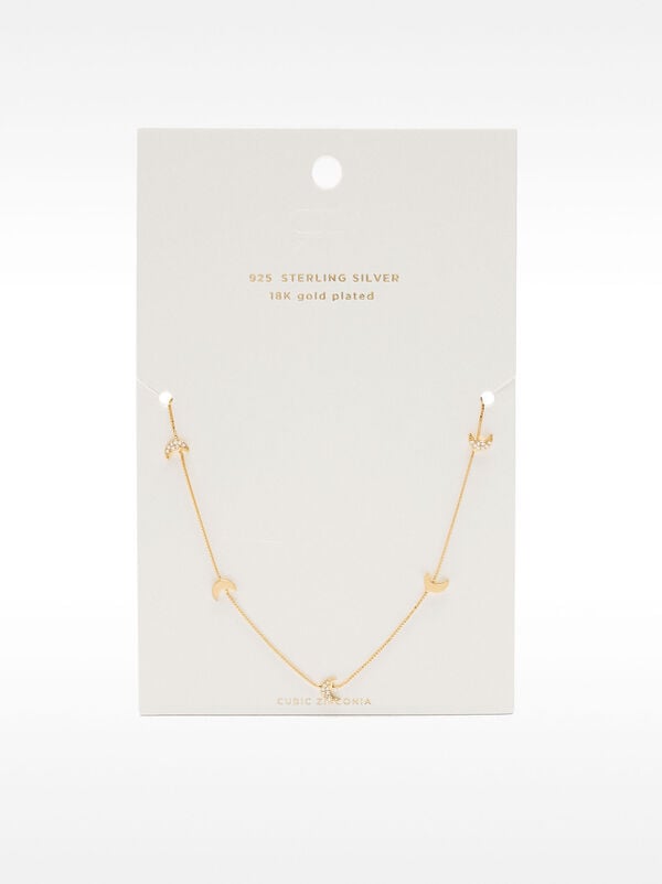 Necklace with moons and crystals - 925 sterling silver