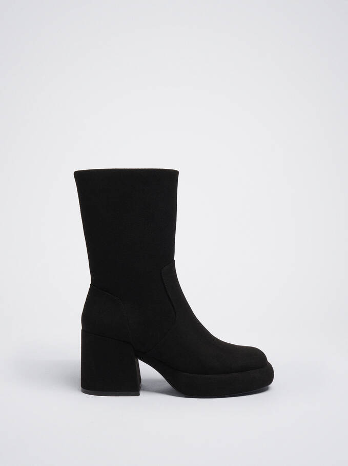 Platform Ankle Boots, Black, hi-res