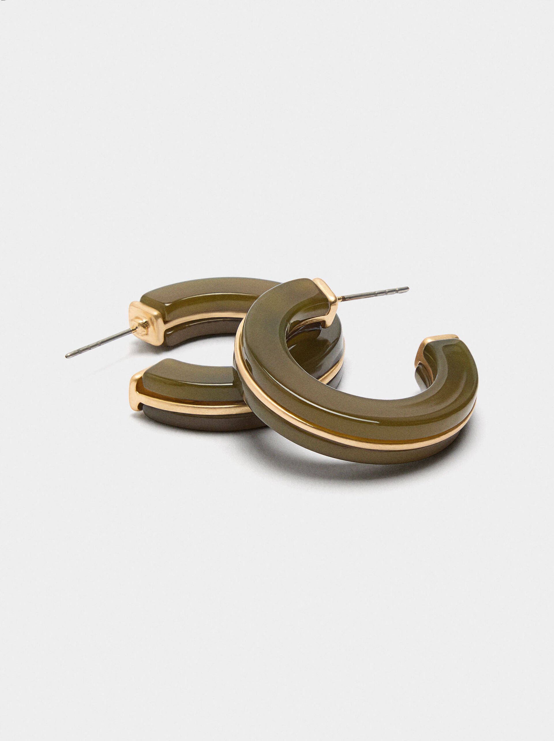 Open hoop earrings with resin image number 1.0