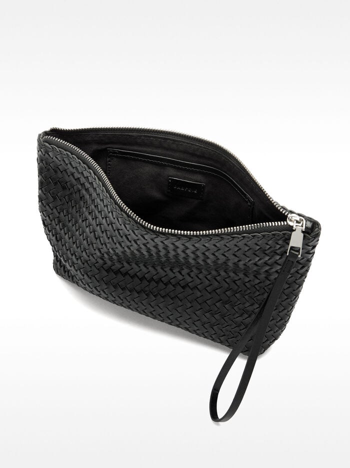 Bolso de mano de piel trenzada