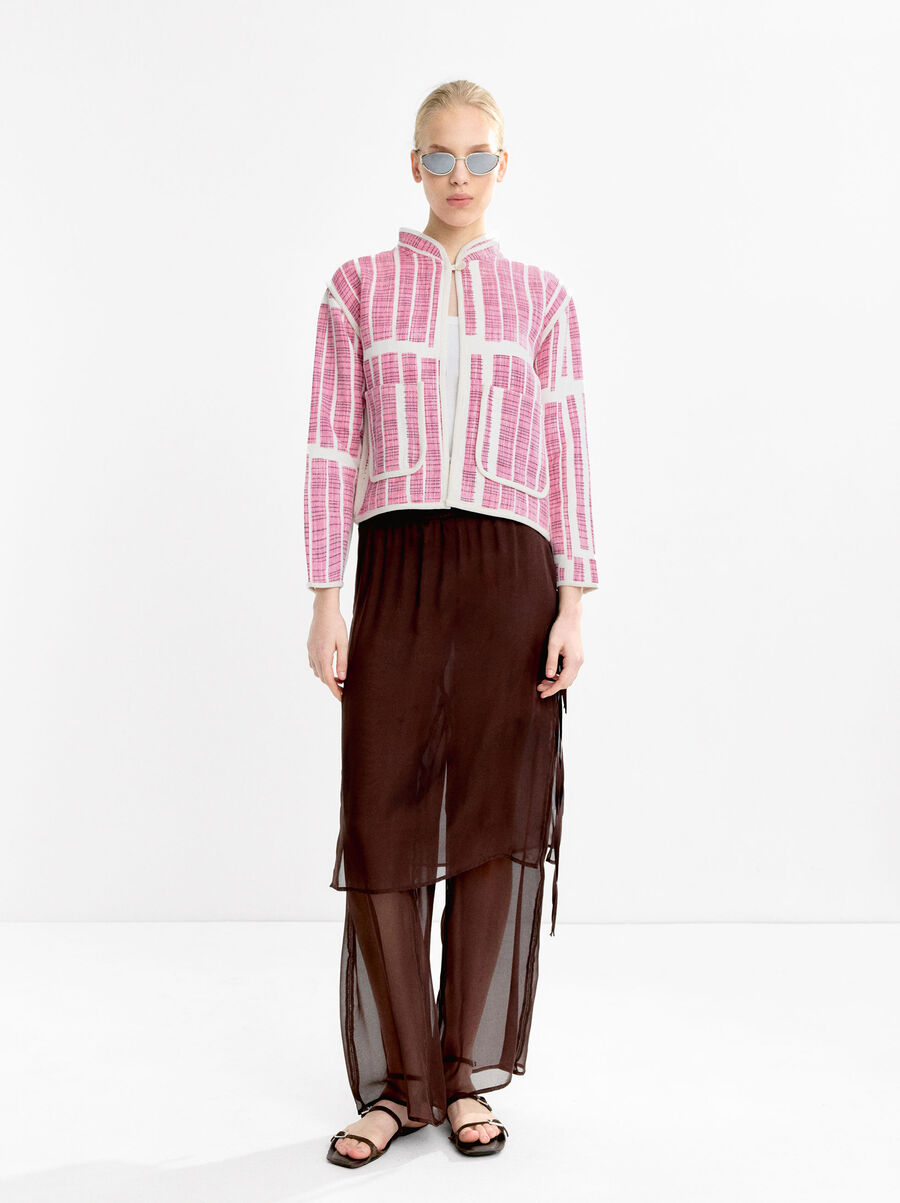 Striped 100% cotton coat