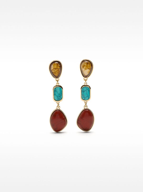 Long earrings with multicolor stones