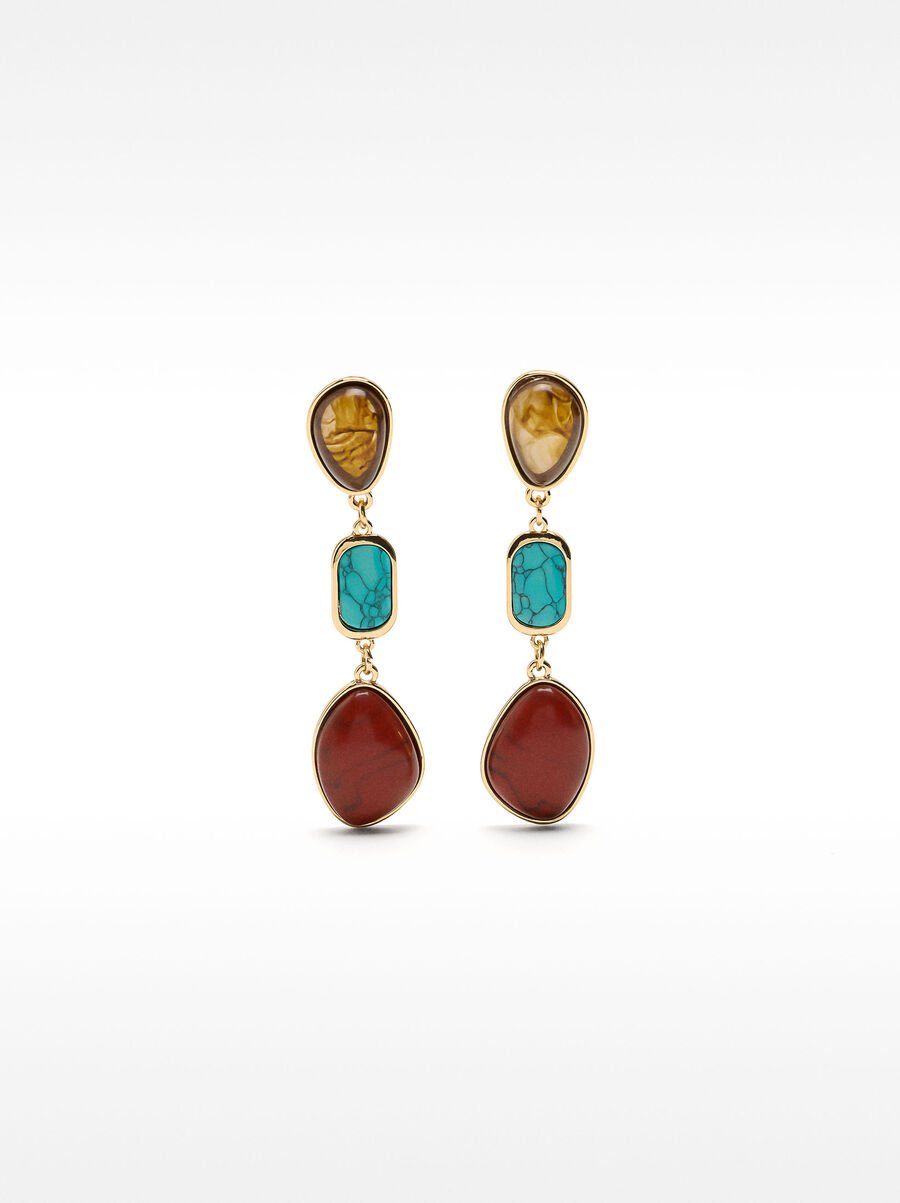 Pendientes largos con piedras multicolor