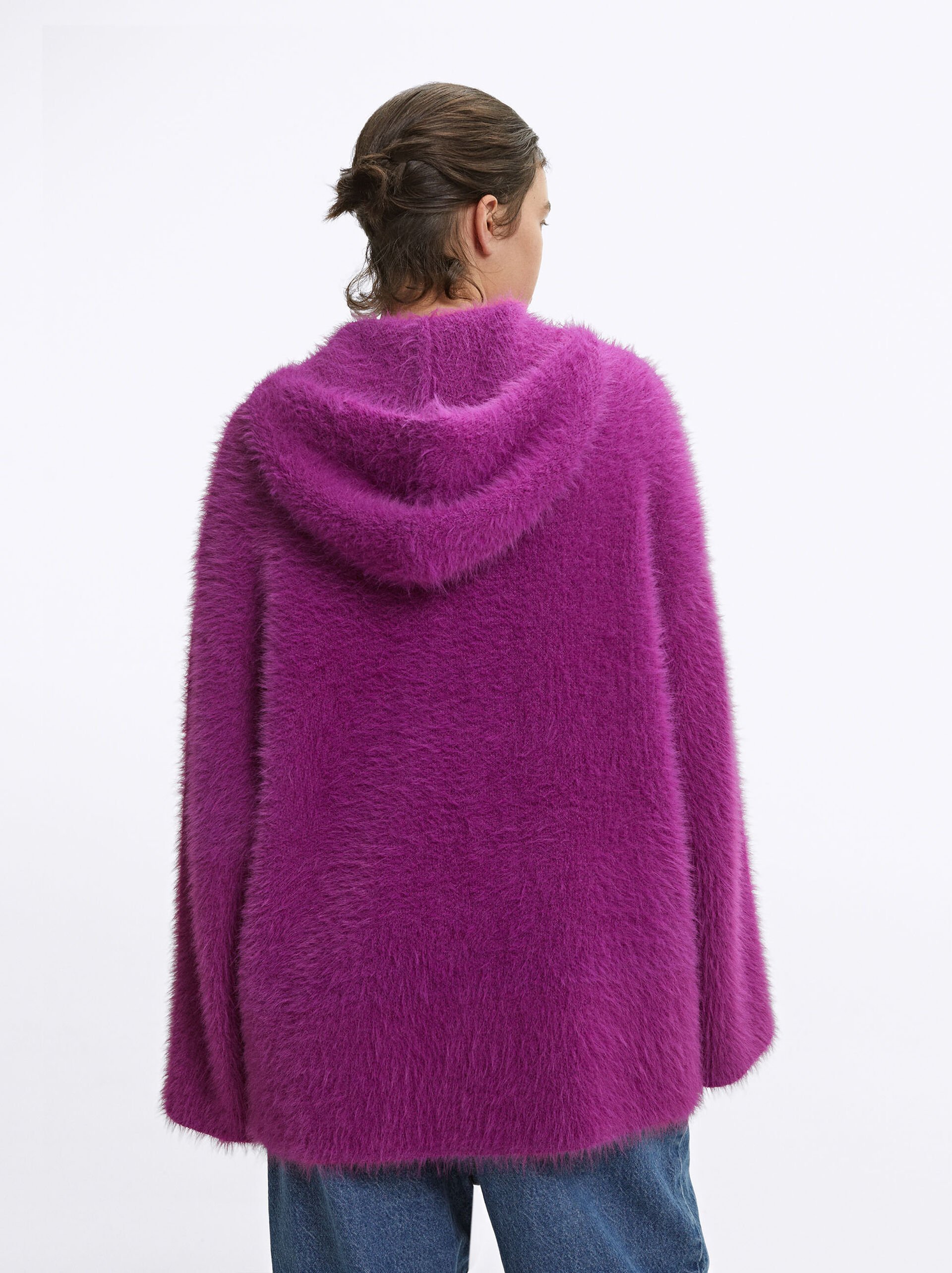 Fur Effect Knitted Cardigan image number 4.0