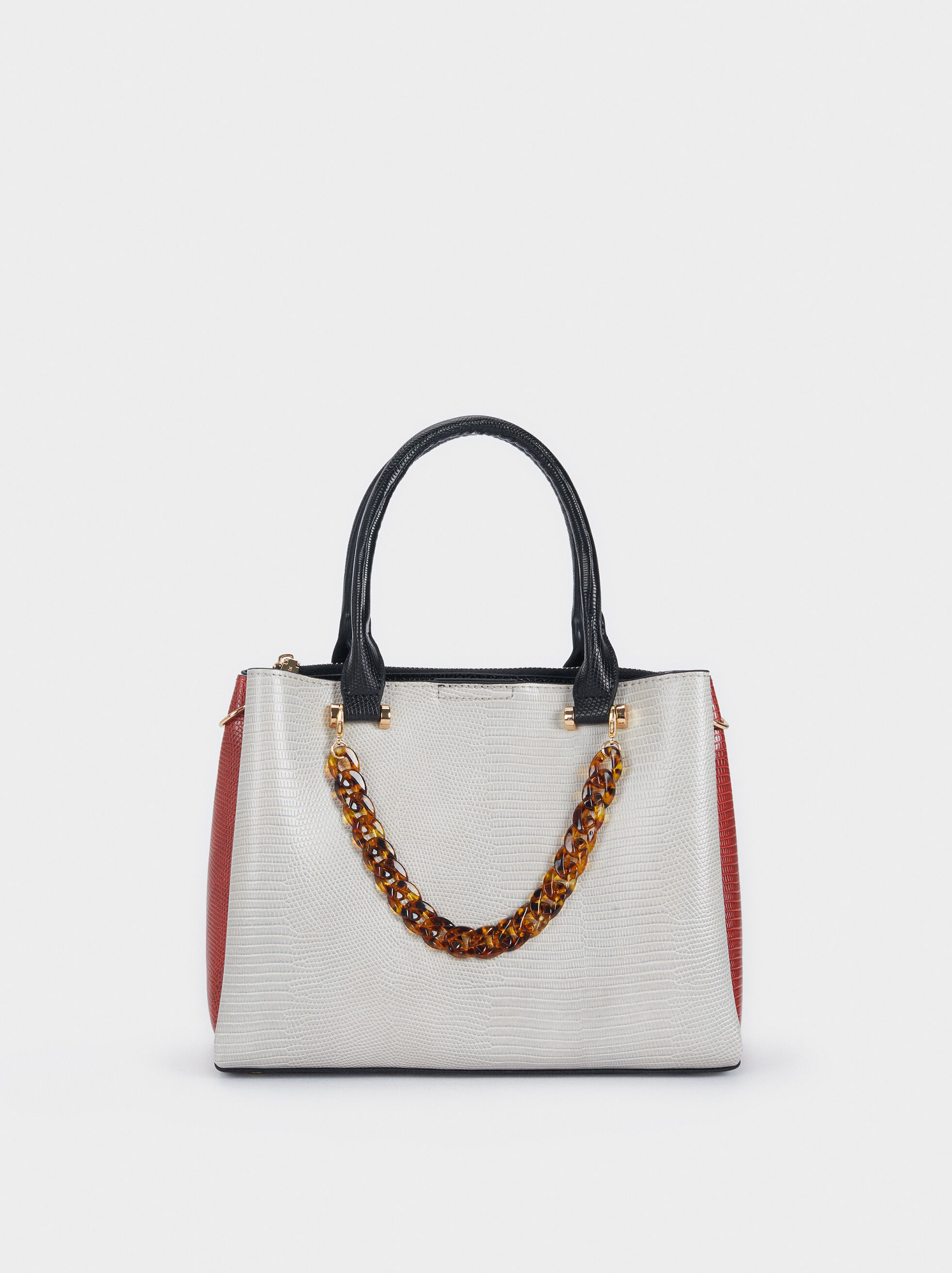 white and tan bag