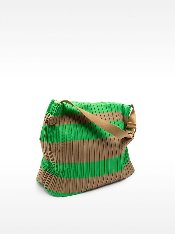 Striped nylon shoulder bag