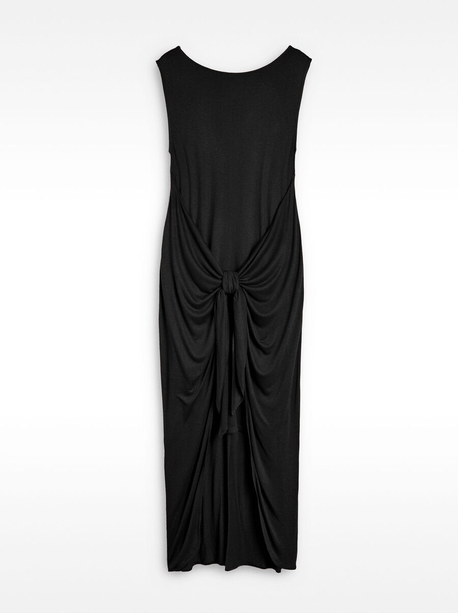 Vestido drapeado con lazo