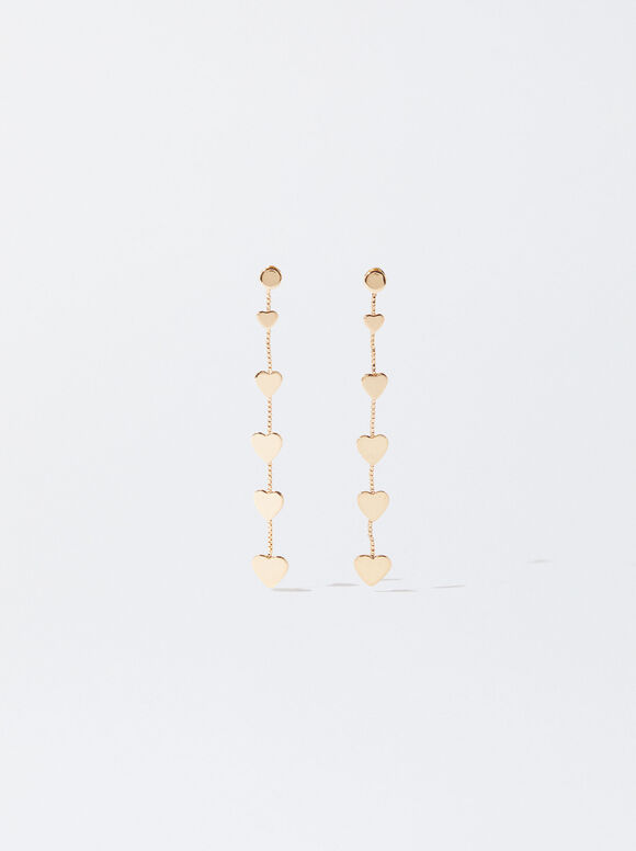 Golden Heart Earrings, , hi-res