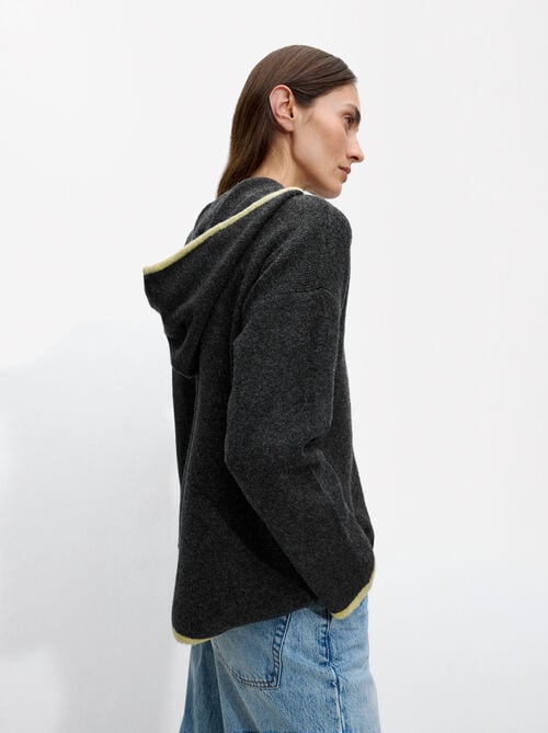 Hooded sweater with contrast detail