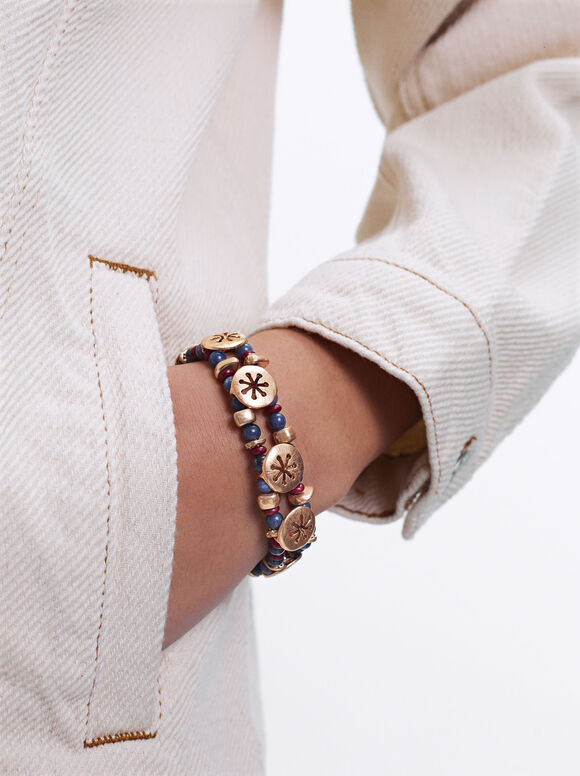 Elastic Bracelet With Stones, Multicolor, hi-res