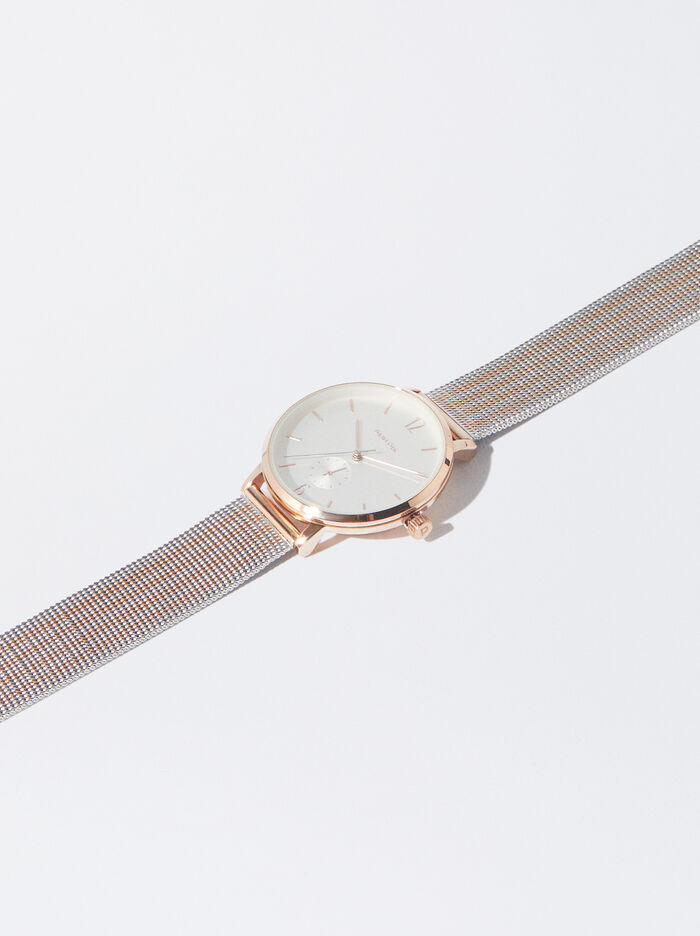 Relógio Aço Bracelete De Malha Metálica