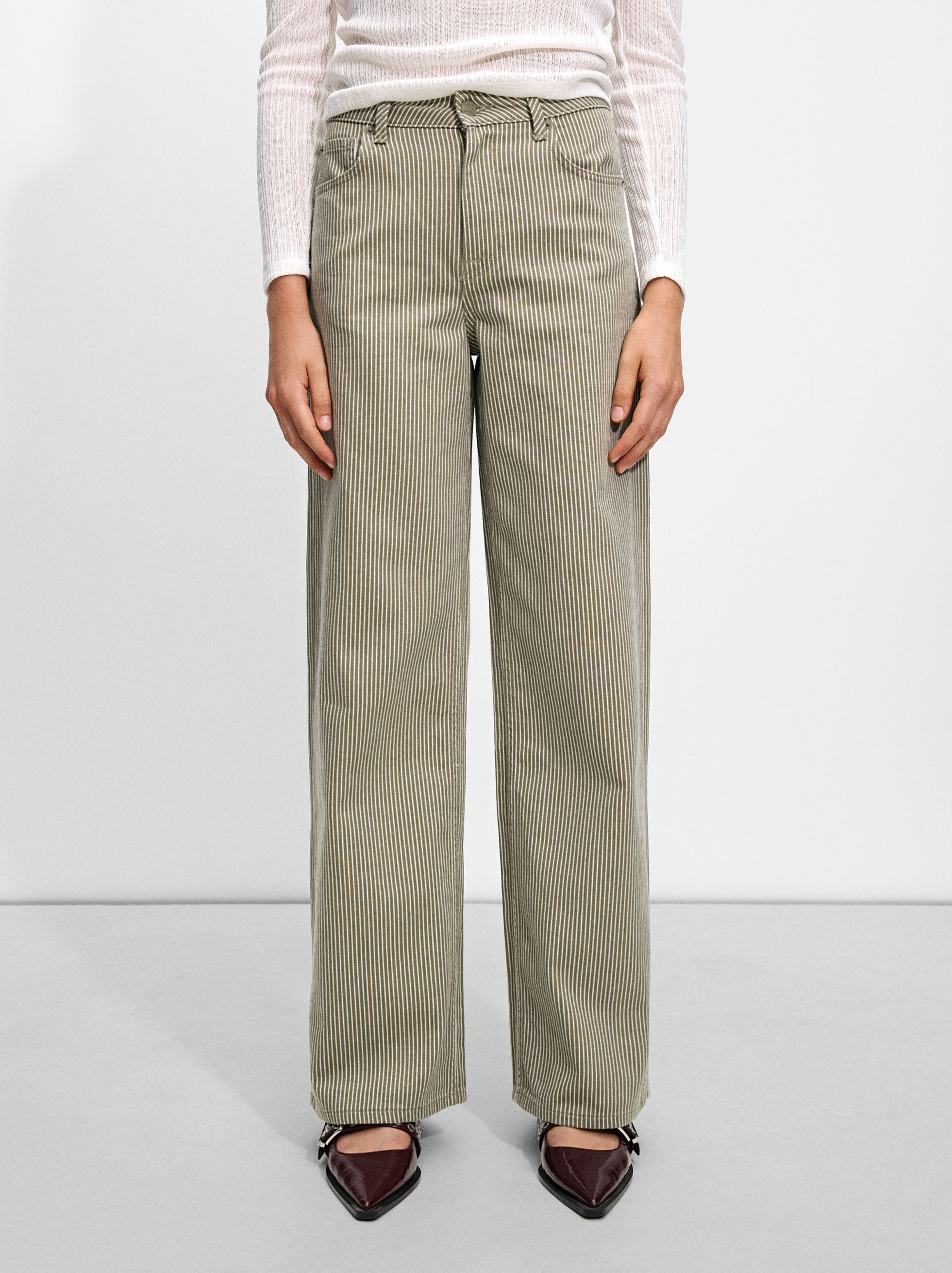 Striped denim pants store