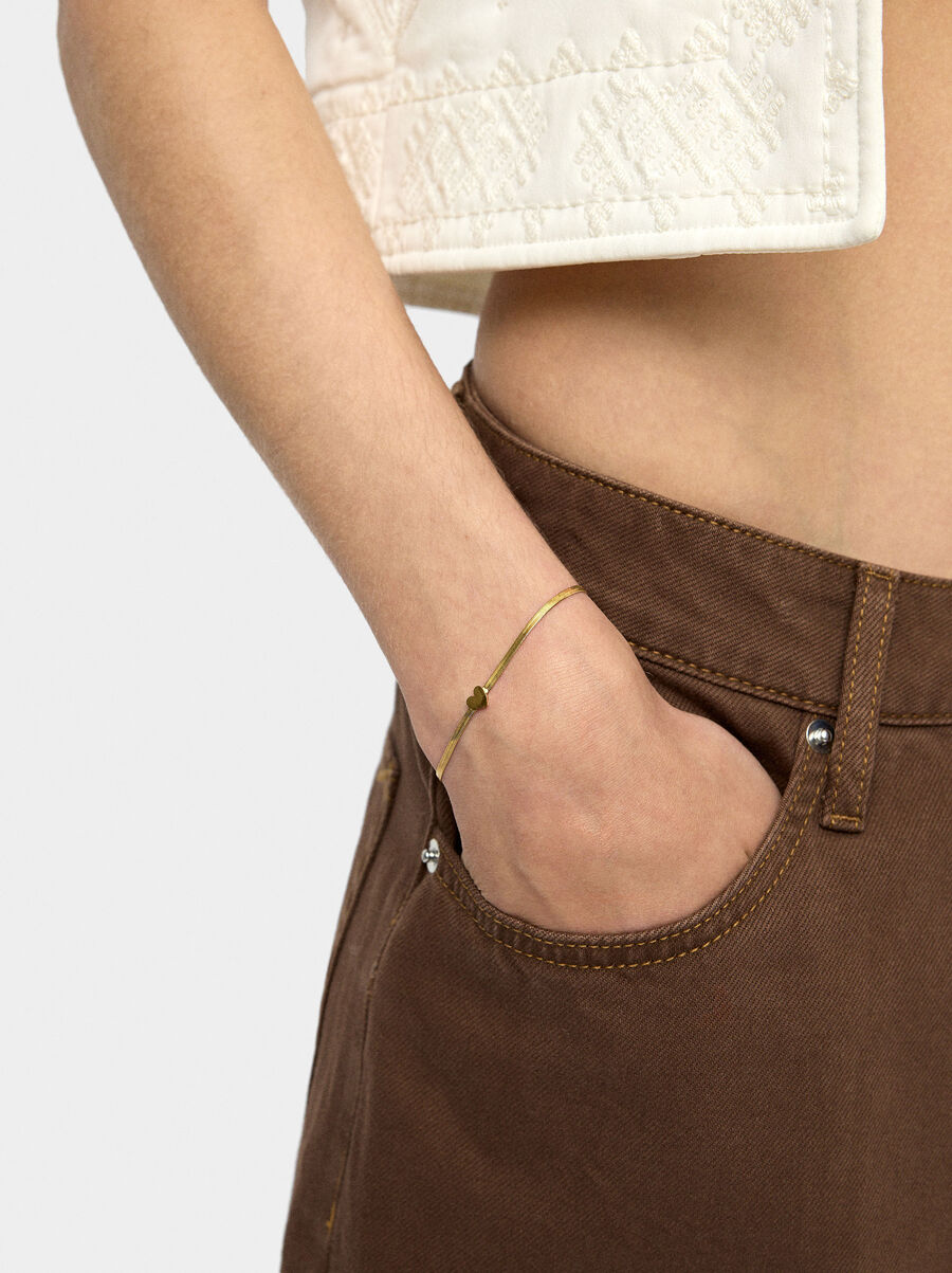 Snake chain heart bracelet - stainless steel