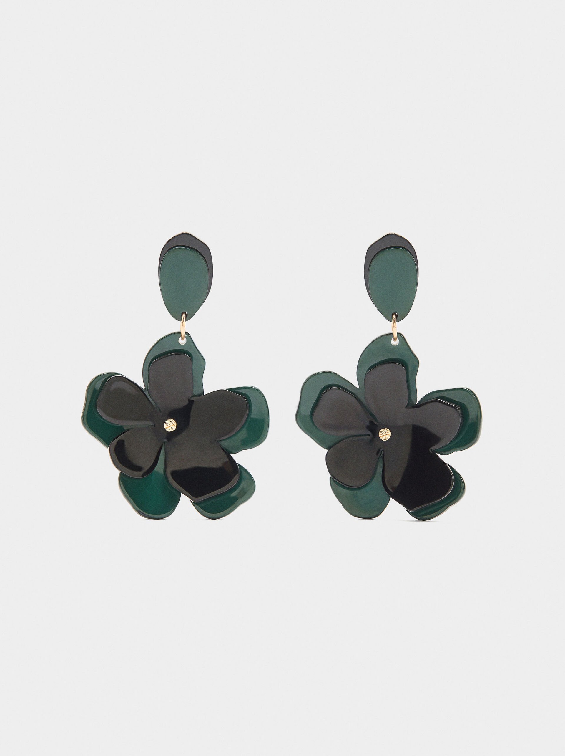 Double flower earrings with resin image number 0.0