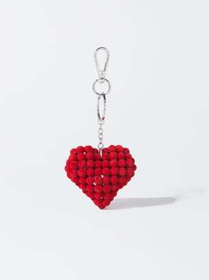 Heart Key Ring, Red, hi-res