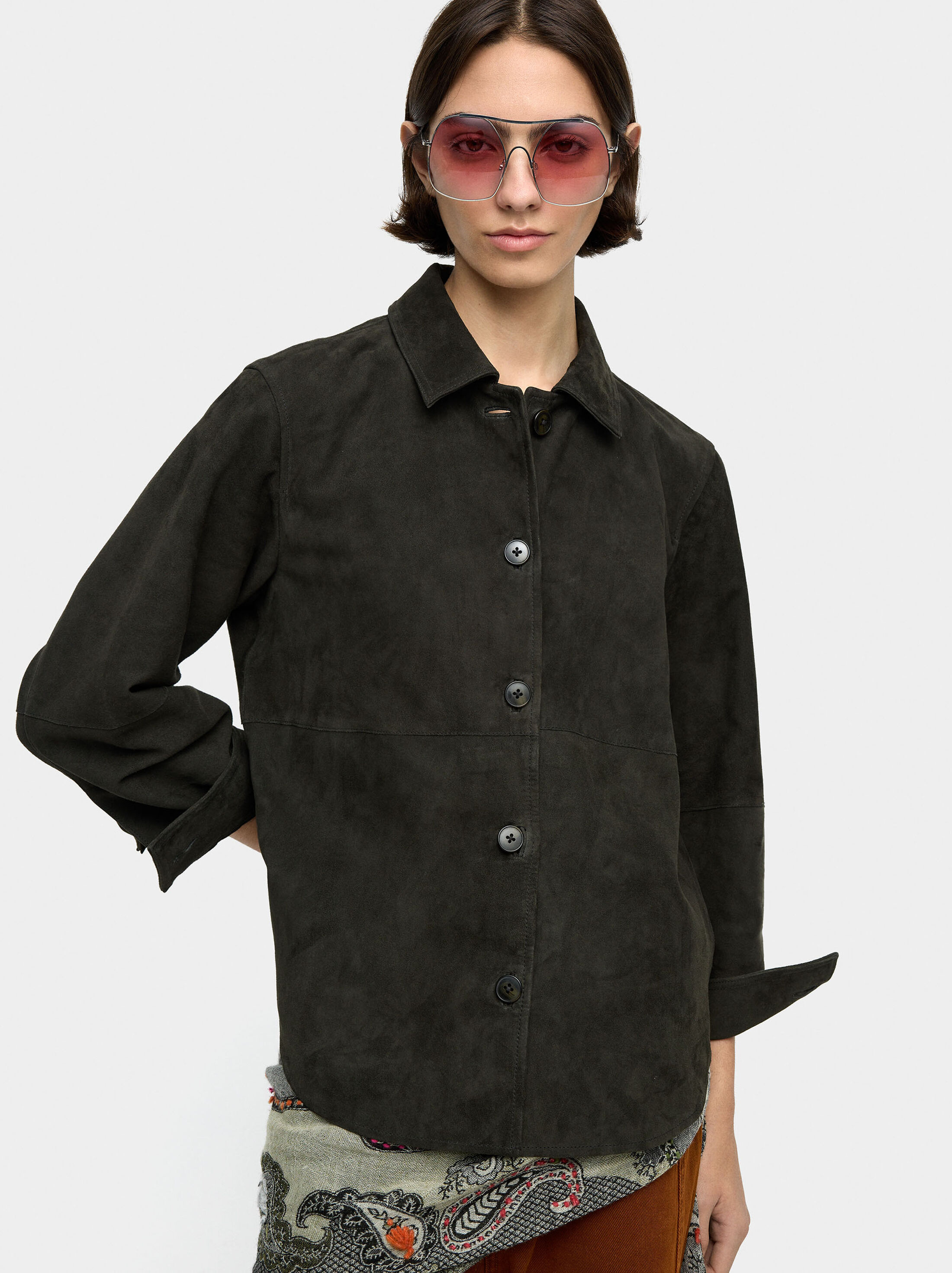 Suede leather overshirt image number 1.0