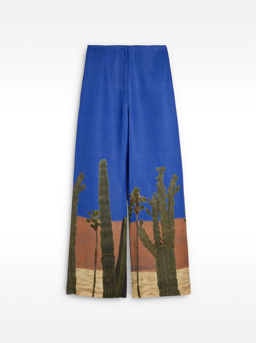 Pantalón estampado 100 % lino