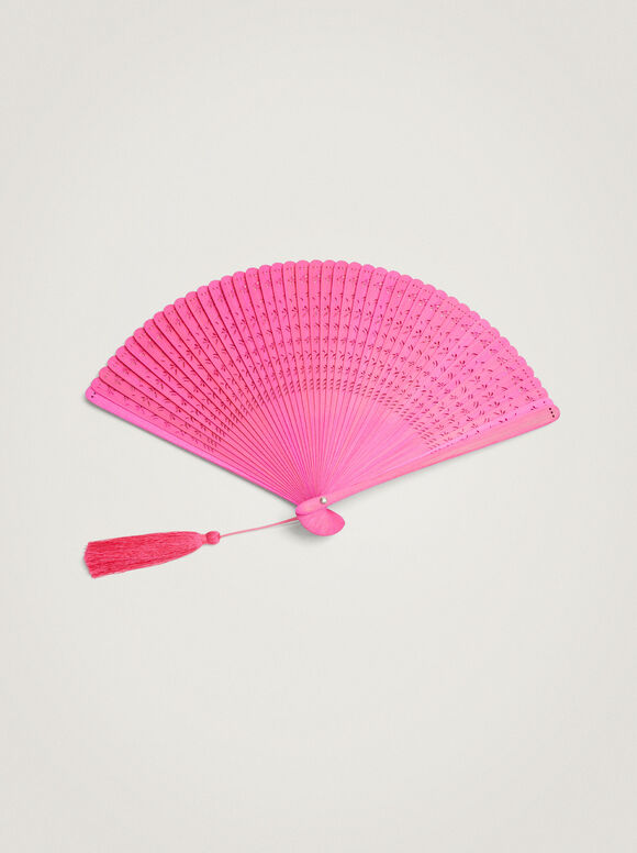 Bamboo Dragonfly Fan, Pink, hi-res