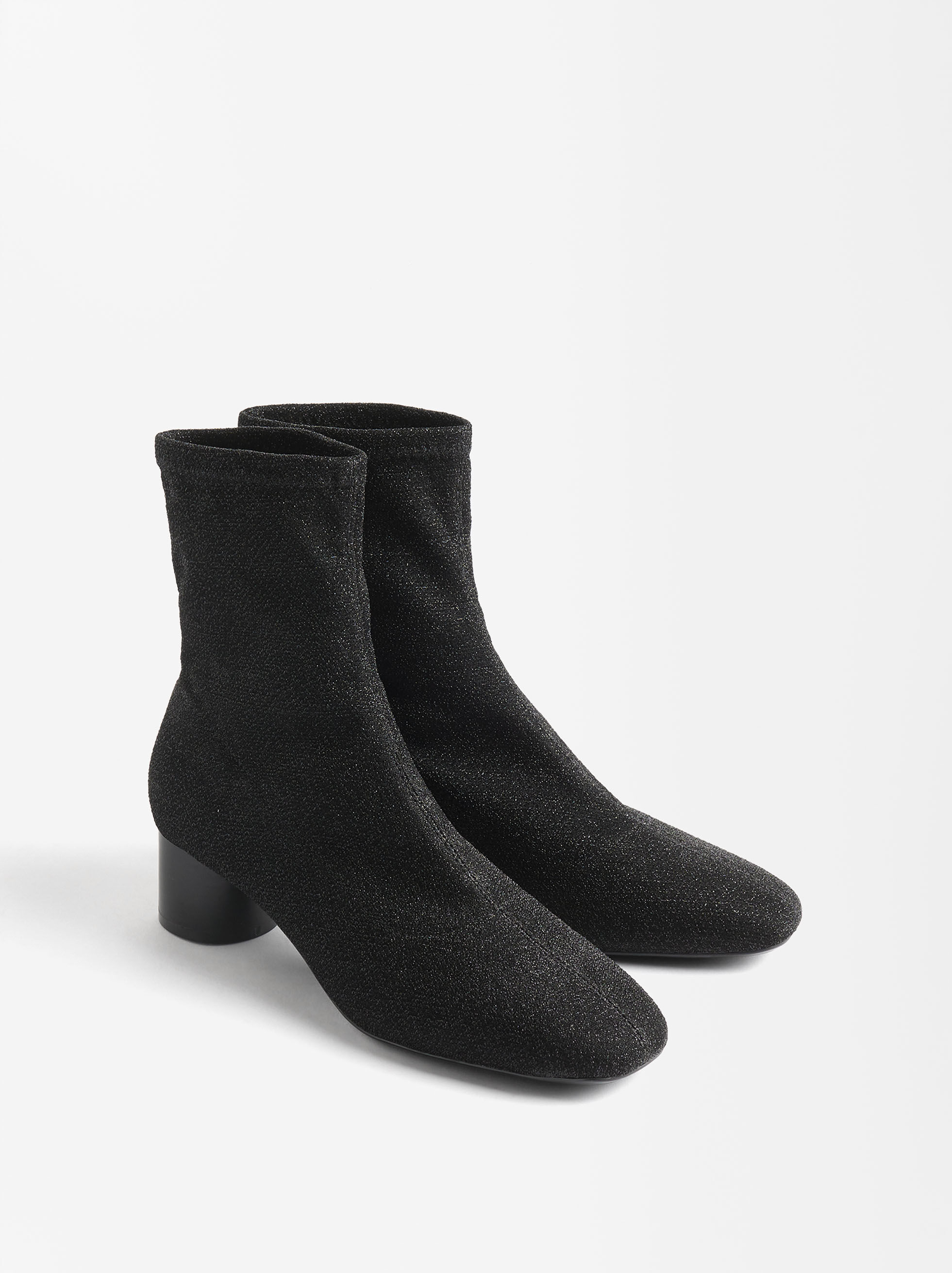 Shiny black ankle booties sales