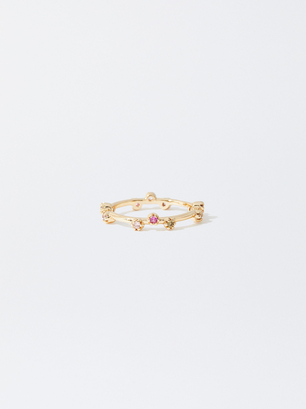 Golden Ring With Crystals, , hi-res
