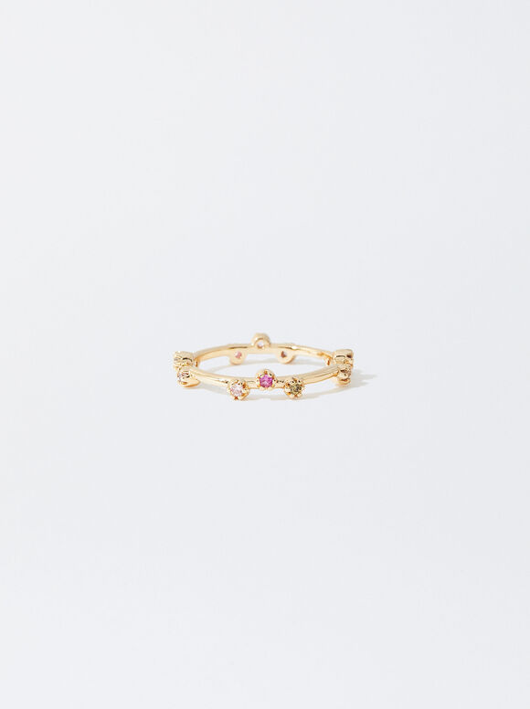 Golden Ring With Crystals, , hi-res
