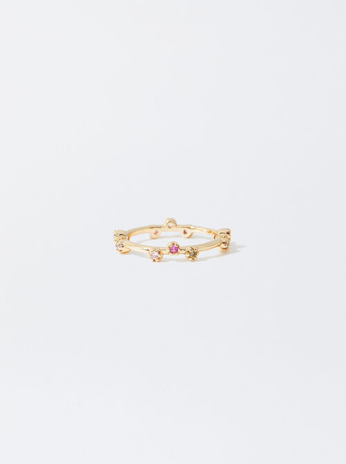 Golden Ring With Crystals