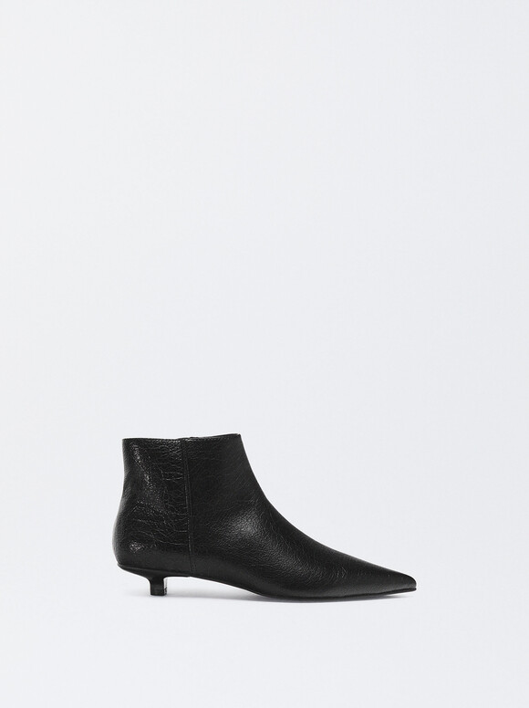 Kitten Heel Ankle Boots, Black, hi-res