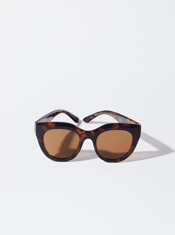 Sunglasses With Resin Frame, Brown, hi-res
