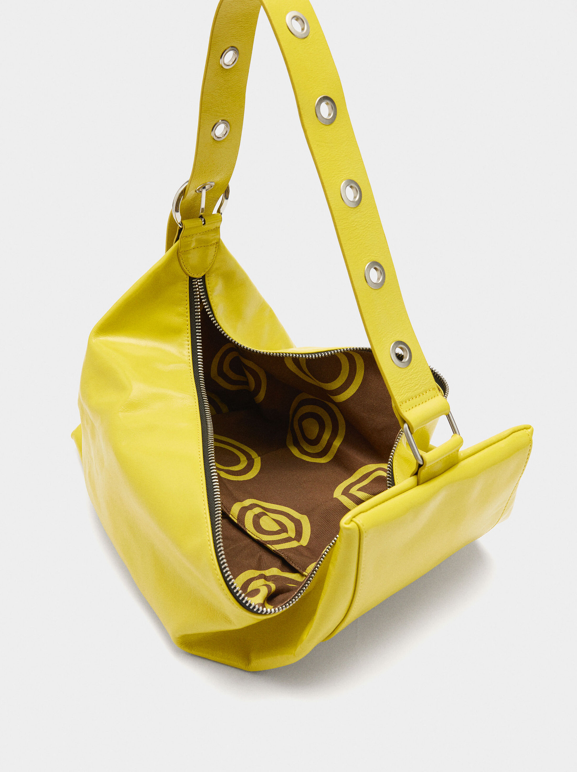 Asymmetric leather shoulder bag image number 6.0