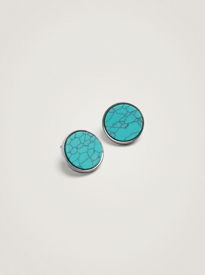 Earrings With Stone, Blue, hi-res
