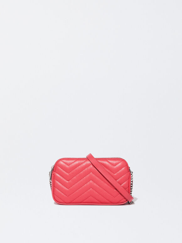 Quilted Crossbody Bag With Chain, Pink, hi-res