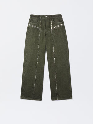 Pantaloni In Cotone Con Borchie image number 6.0