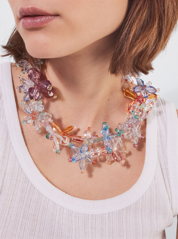 Necklace With Flowers, Multicolor, hi-res
