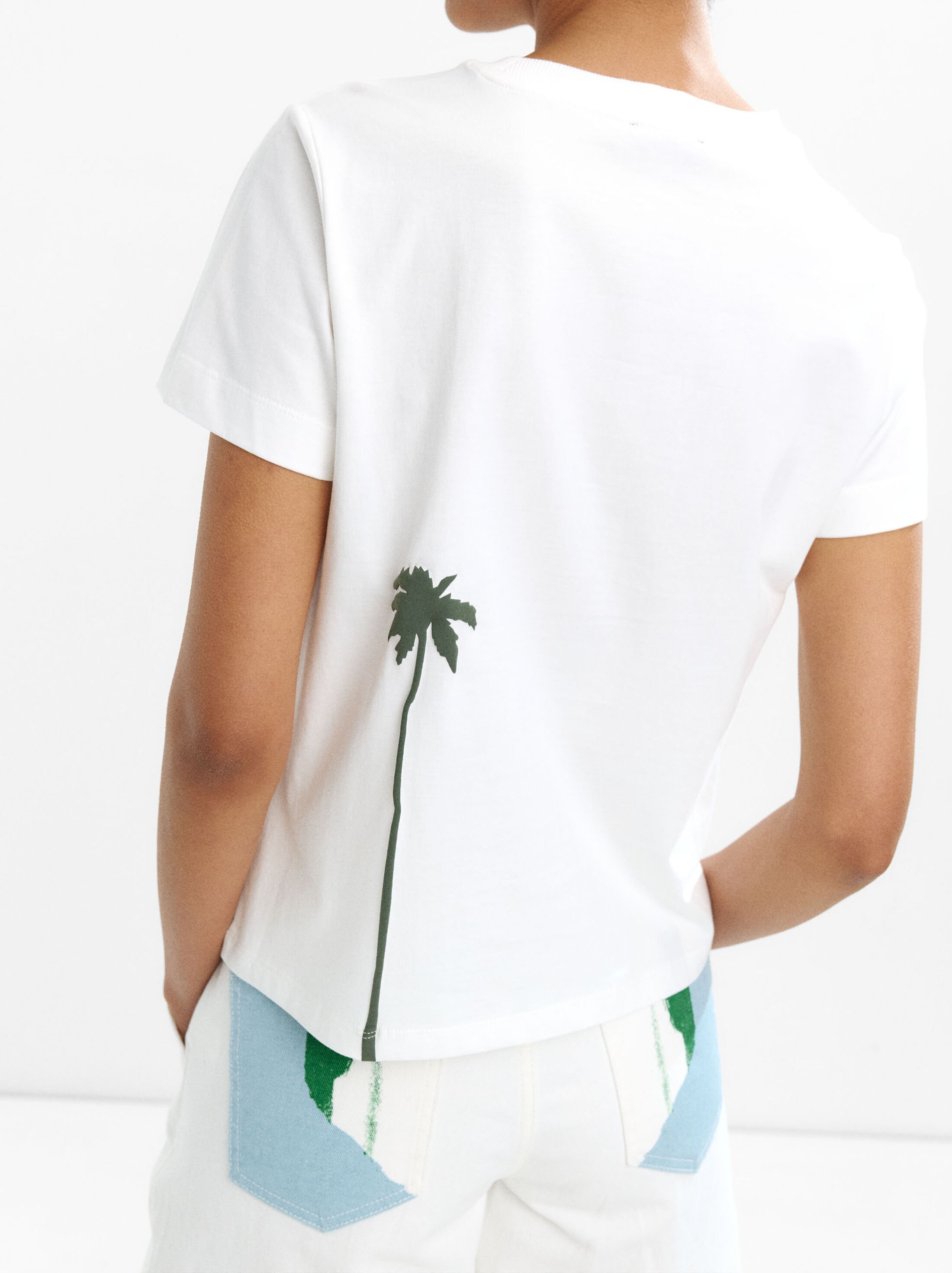 T-shirt 100% algodão estampado de palmeira image number 3.0