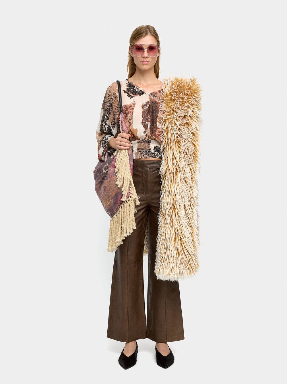 Flare leather trousers