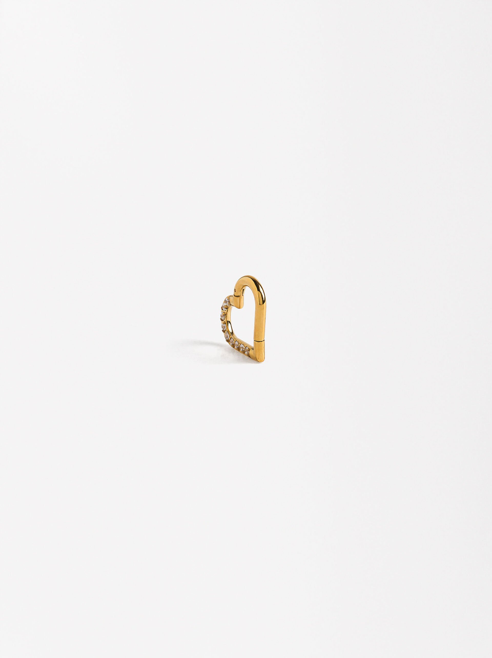Heart piercing with crystals - stainless steel image number 0.0