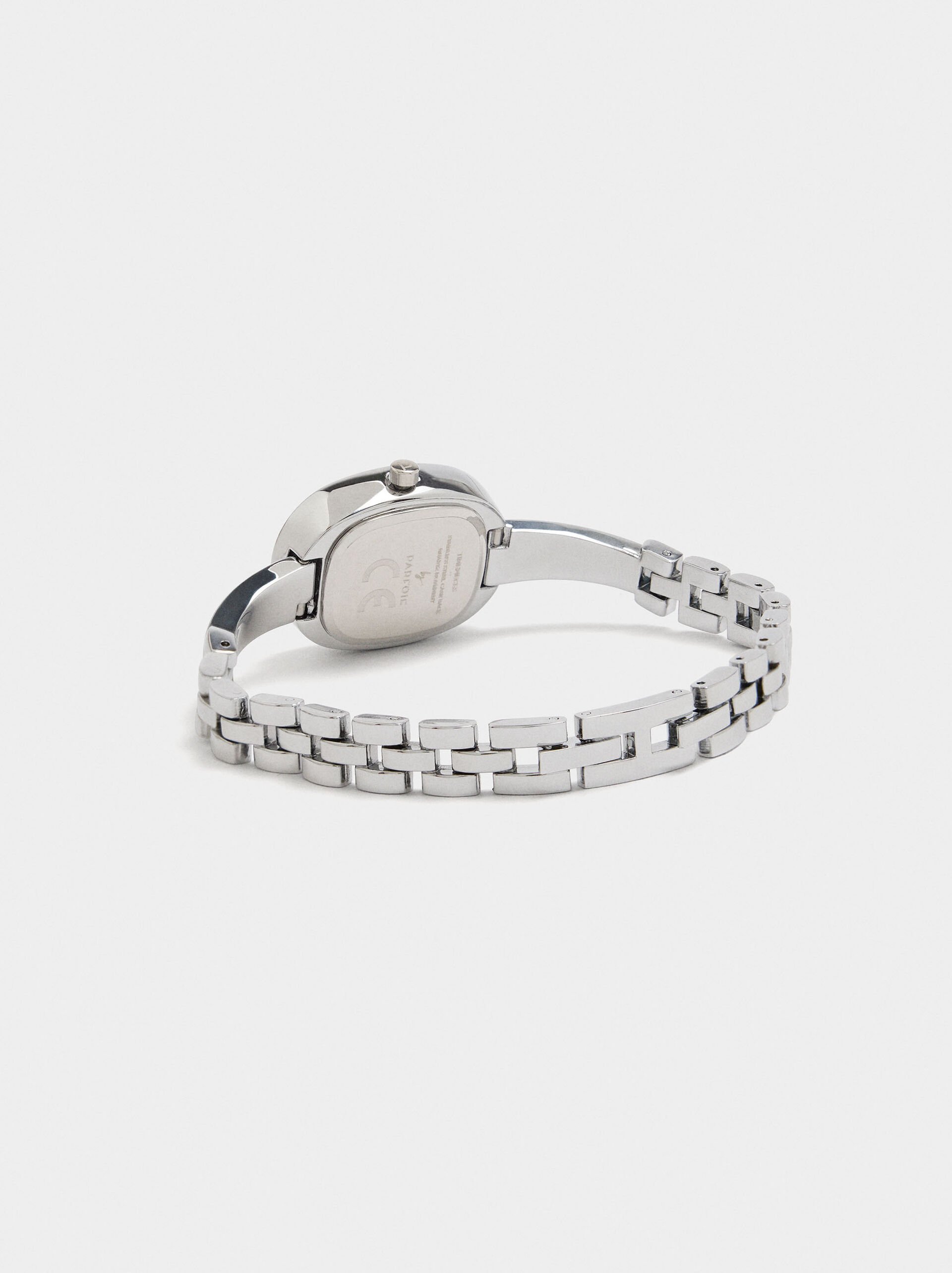 Oval watch with stainless steel bracelet image number 2.0
