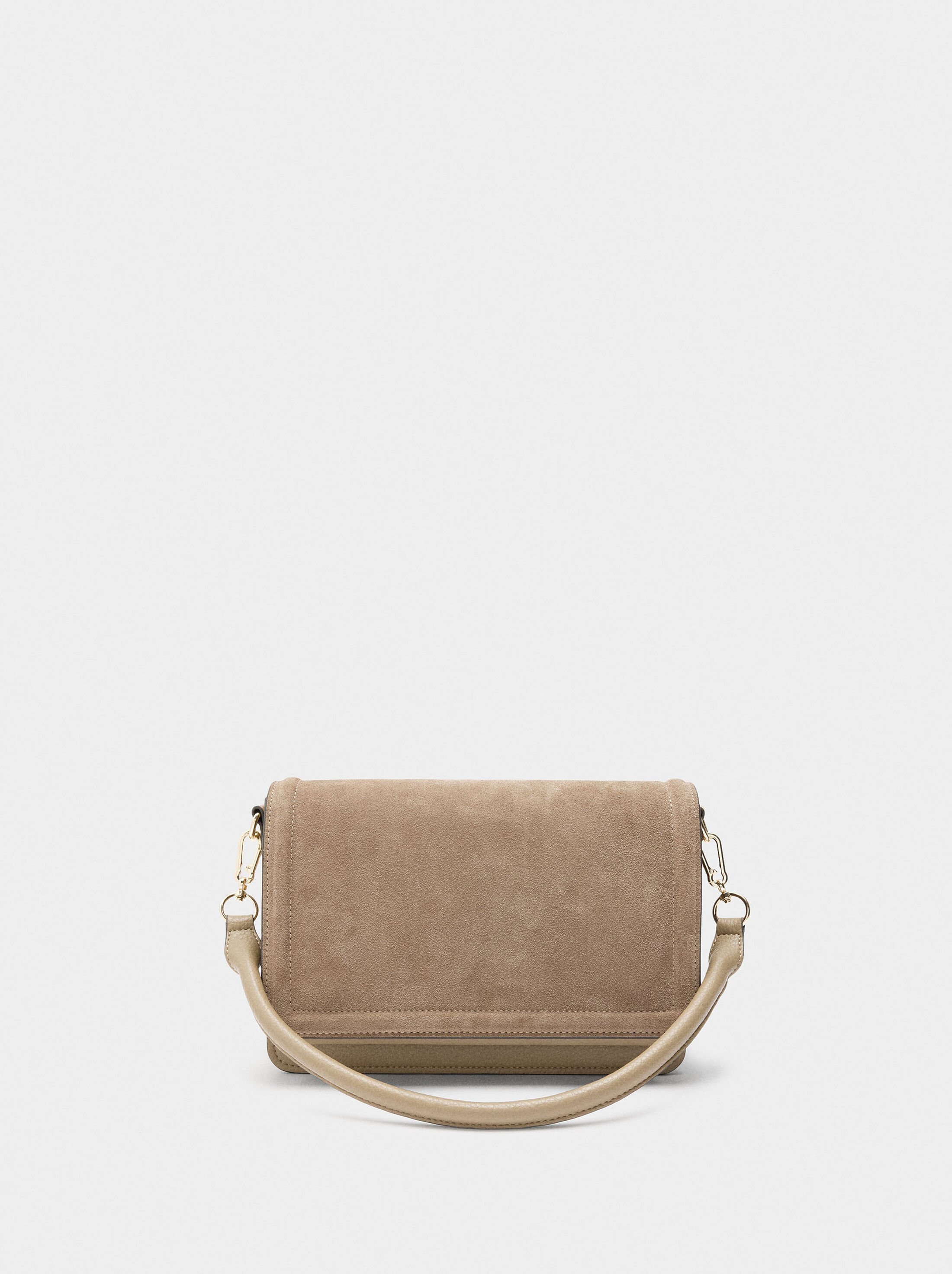Crossbody bag with flap and leather details image number 0.0