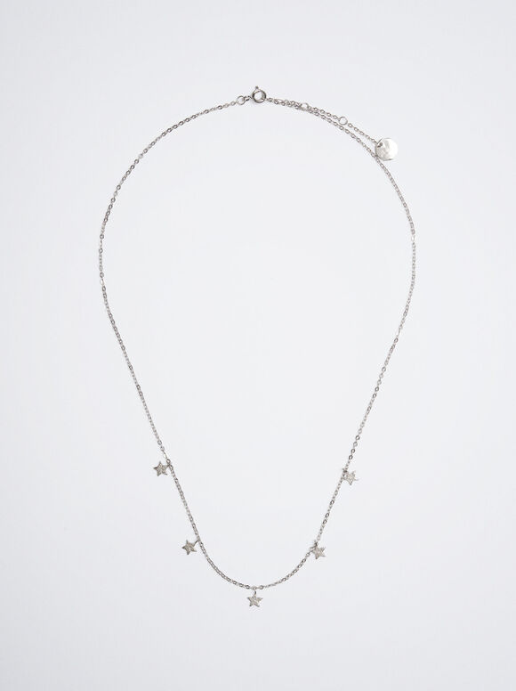 925 Silver Necklace With Stars, Silver, hi-res