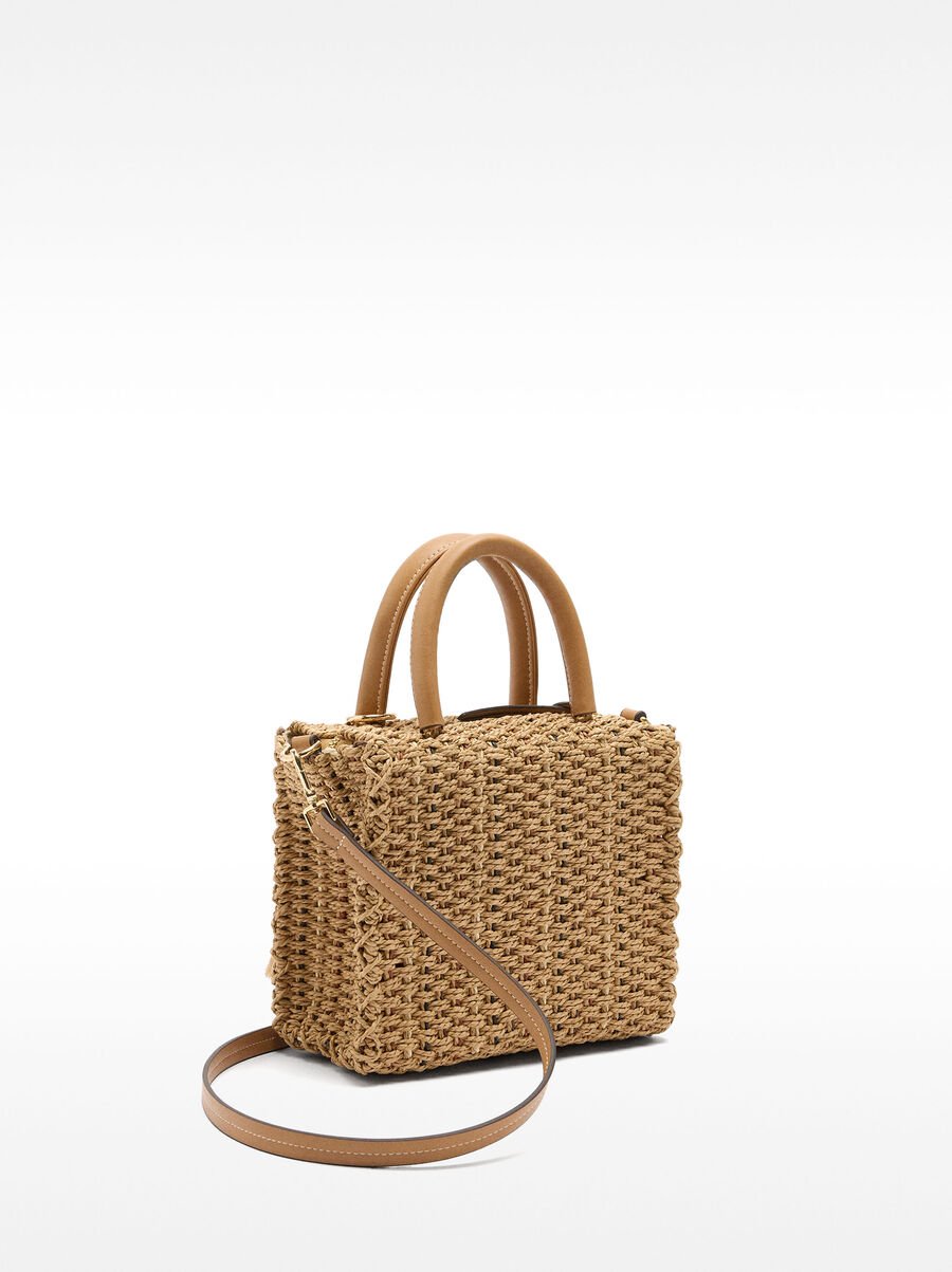 Tote bag with straw effect M