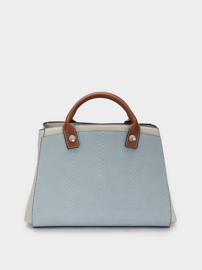 Contrast Tote Bag With Detachable Exterior, Blue, hi-res