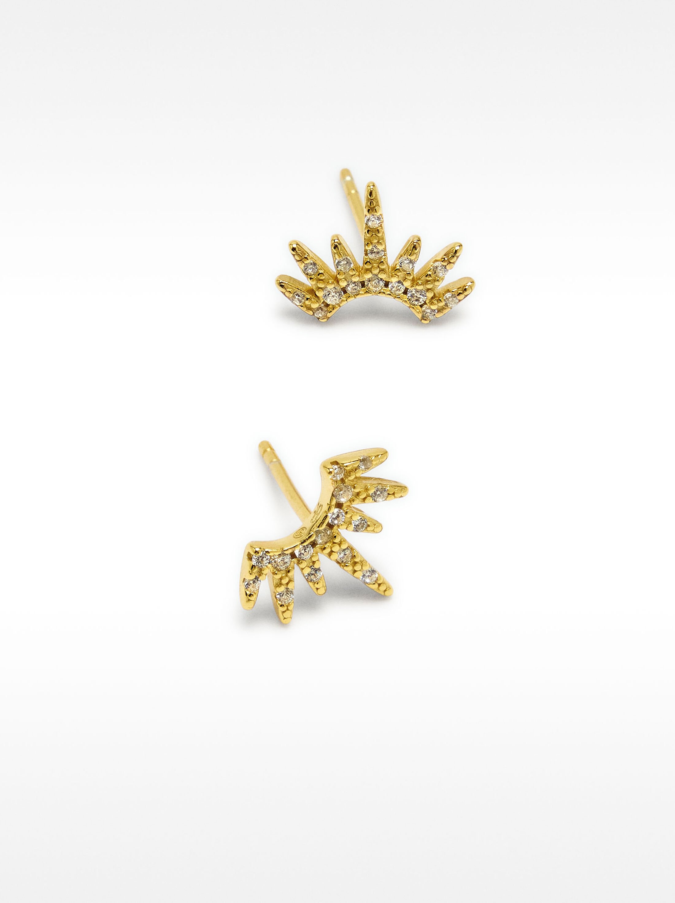 Crown earrings with zirconia - 925 sterling silver image number 1.0