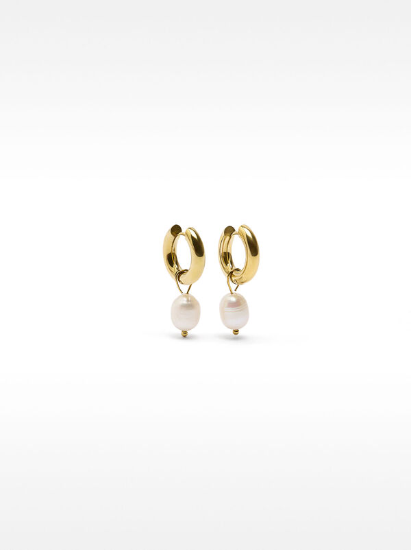 Freshwater Pearl Hoop Earrings - Stainless Steel