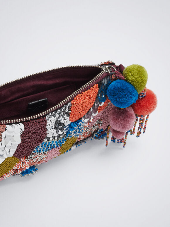 Handbag With Beads And Sequins, Multicolor, hi-res