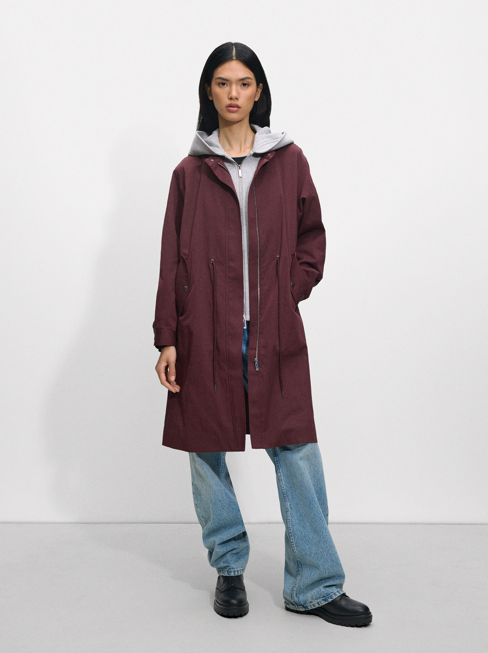 Long coat with cotton image number 0.0